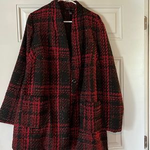 Lane Bryant Red and Black Plaid Boucle Blazer 18/20